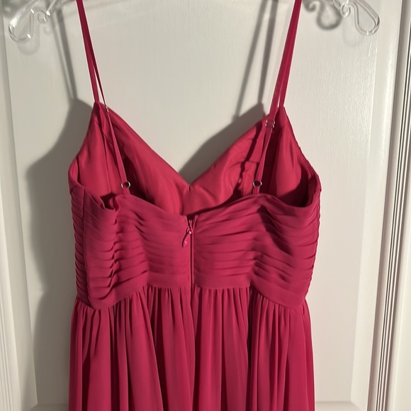 Azazie - Alia Floor-Length Dress - A-Line Pleated Chiffon - Fuchsia- Size 4- EUC - Picture 11 of 12